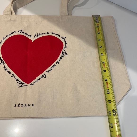Sezane Cream Tote Bag with Red Heart - Picture 4 of 4